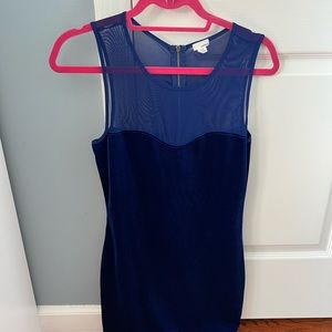 Blue Velvet & Mesh Party Dress